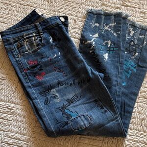 Emory Park cropped skinny Jeans with painted designs